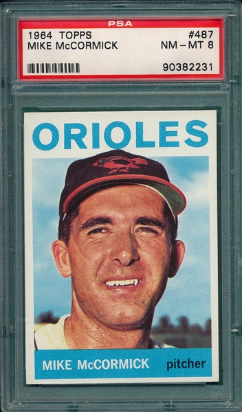 1964 Topps #487 Mike McCormick PSA 8 