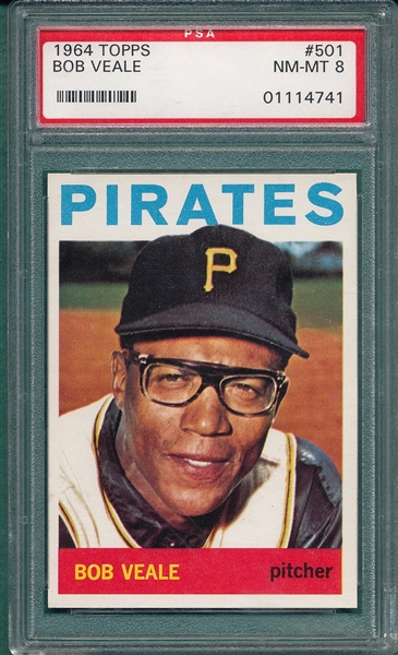 1964 Topps #501 Bob Veale PSA 8 