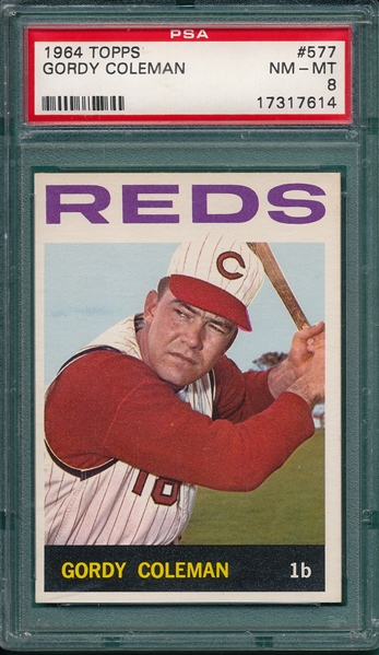 1964 Topps #577 Gordy Coleman PSA 8 