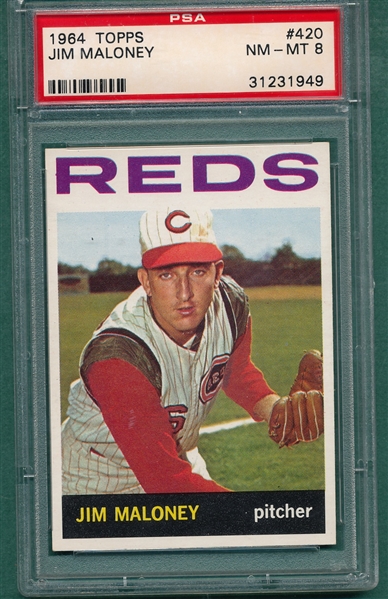 1964 Topps #420 Jim Maloney PSA 8 