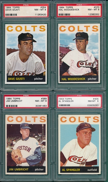 1964 Topps Lot of (4) Colts W/ #354 Giusti, PSA 8 