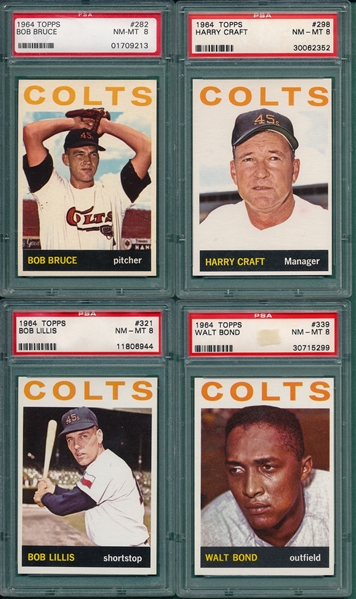 1964 Topps Lot of (4) Colts W/ #339 Bond, PSA 8 