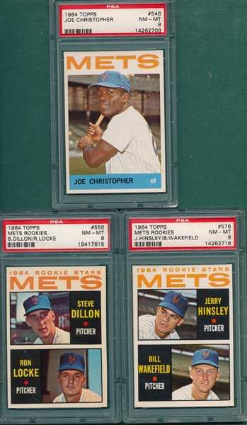 1964 Topps Lot of (3) Mets W/ #546 Christopher PSA 8 