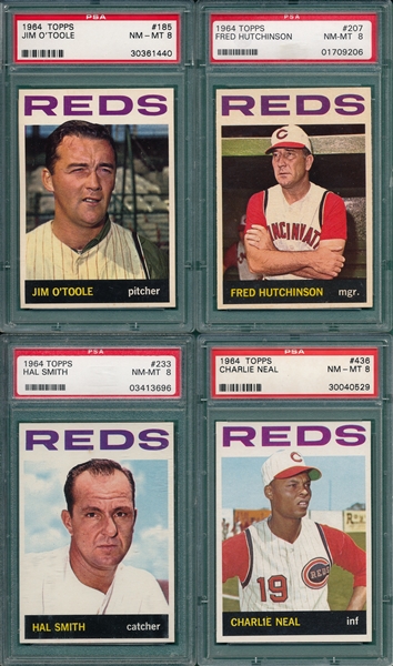 1964 Topps Lot of (4) Reds W/ #436 Neal PSA 8 