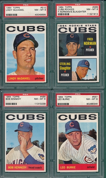 1964 Topps Lot of (4) Cubs W/ #510 McDaniel PSA 8 