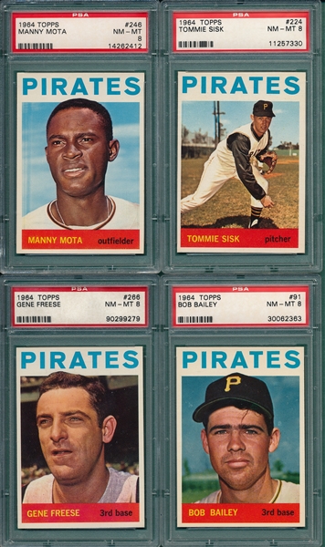 1964 Topps Lot of (4) Pirates W/ #246 Mota PSA 8 