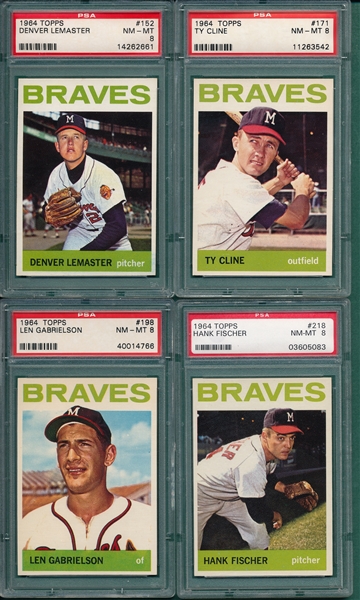 1964 Topps Lot of (4) Braves W/ #152 LeMaster PSA 8 