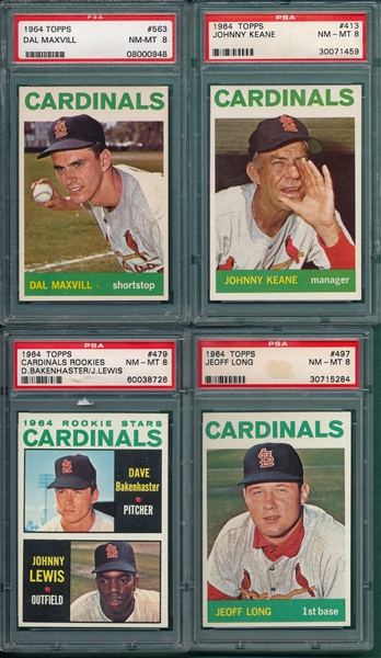 1964 Topps Lot of (4) Cardinals W/ #563 Maxvill PSA 8 