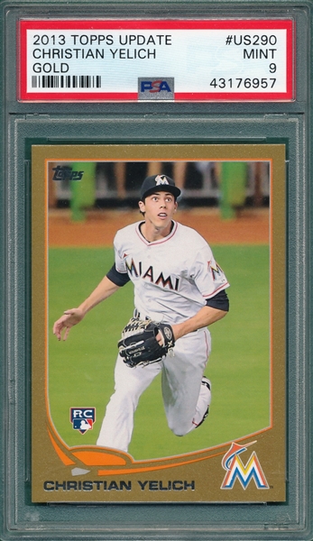 2013 Topps Update, Gold, #US290 Yelich, PSA 9 *Rookie*