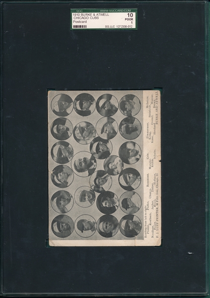 1910 Burke & Atwell Chicago Cubs, PC, SGC 10