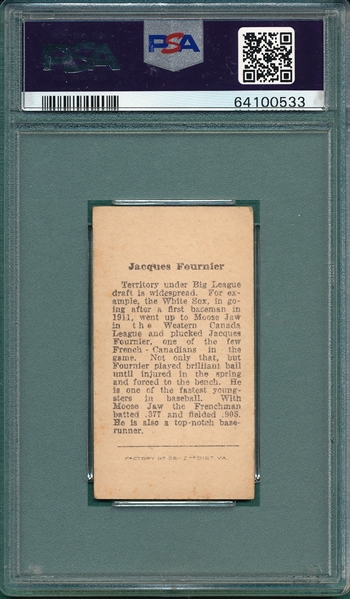 1912 T207 Fournier, Anonymous Back, PSA 4 (MC)