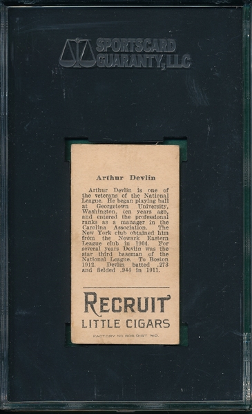 1912 T207 Devlin Recruit Little Cigars SGC 50