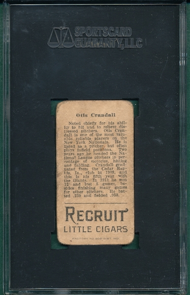 1912 T207 Crandall Recruit Little Cigars SGC 30