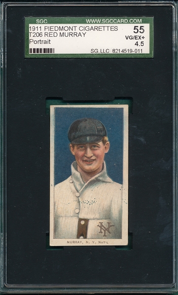 1909-1911 T206 Murray, Portrait, Piedmont Cigarettes, SGC 55