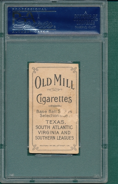 1909-1911 T206 McCauley Old Mill Cigarettes PSA 2 *Southern League*