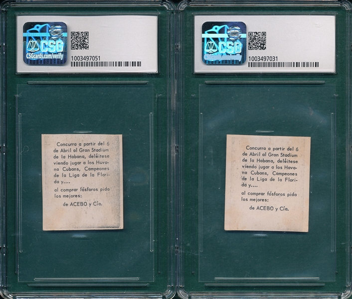 1949-50 Acebo Shore & Calderone, Lot of (2), CSG 