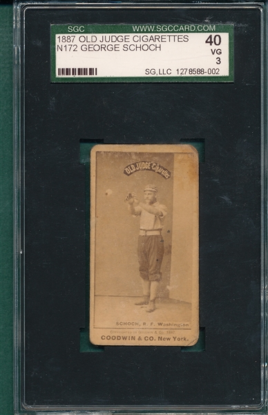 1887-89 N172 416-2 George Schoch Old Judge Cigarettes SGC 40