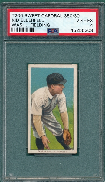 1909-1911 T206 Elberfeld, Fielding, Sweet Caporal Cigarettes PSA 4 