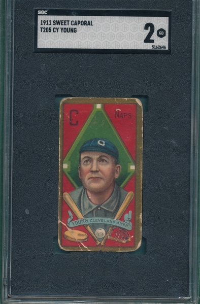 1911 T205 Cy Young Sweet Caporal Cigarettes SGC 2