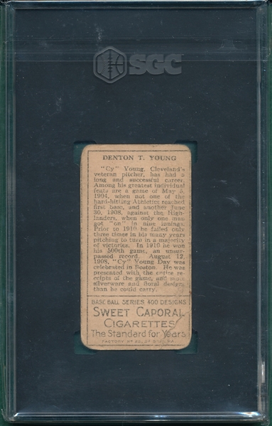 1911 T205 Cy Young Sweet Caporal Cigarettes SGC 2