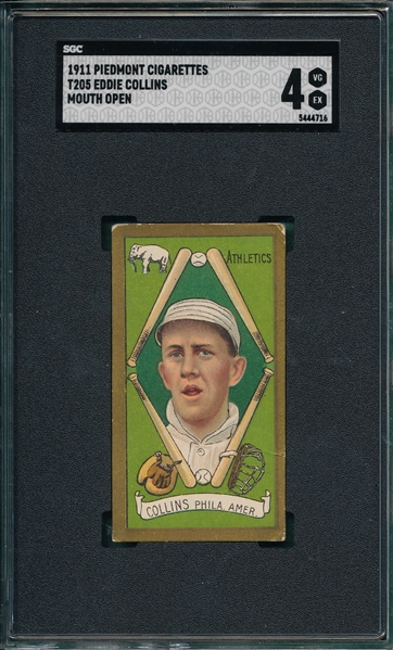 1911 T205 Collins, Eddie, Mouth Open, Piedmont Cigarettes SGC 4