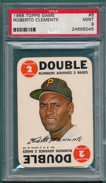 1968 Topps Game #6 Roberto Clemente PSA 9