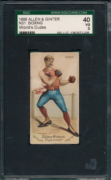 1888 N31 Boxing Allen & Ginter Cigarettes SGC 40