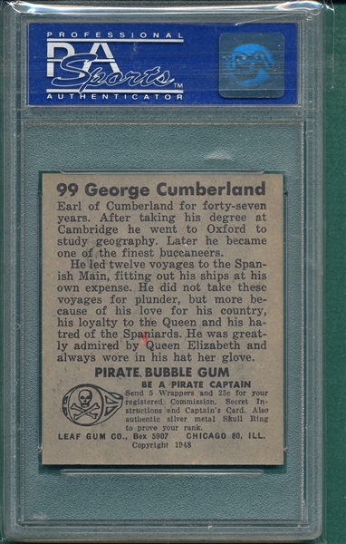 1948 Leaf Pirates #99 George Cumberland PSA 8