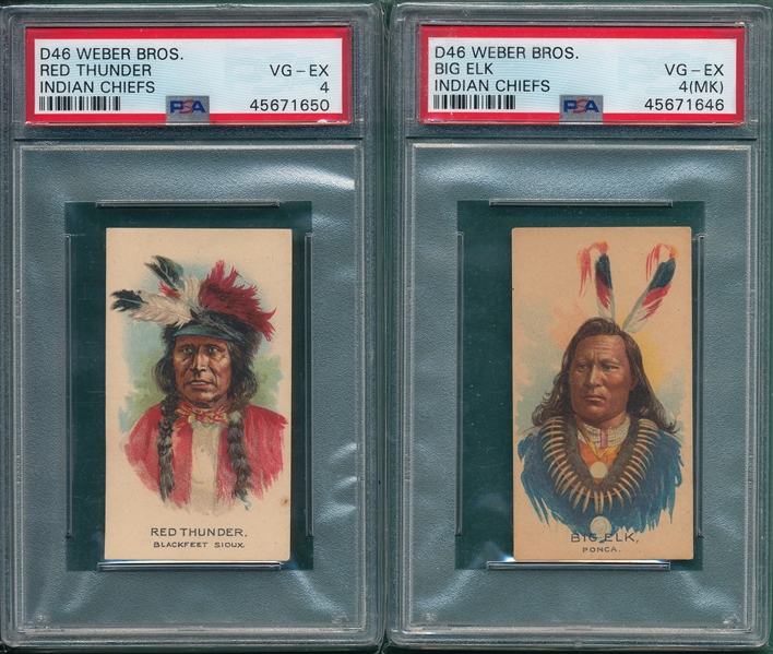 1910 D46 Indian Chiefs, Weber Bros., Lot of (2) PSA