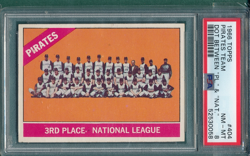 1966 Topps #404 Pirates Team PSA 8 *Dot*