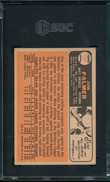 1966 Topps #126 Jim Palmer SGC 5 *Rookie*