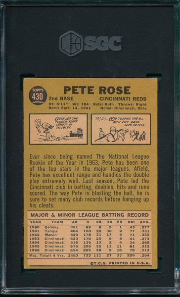 1967 Topps #430 Pete Rose SGC 3