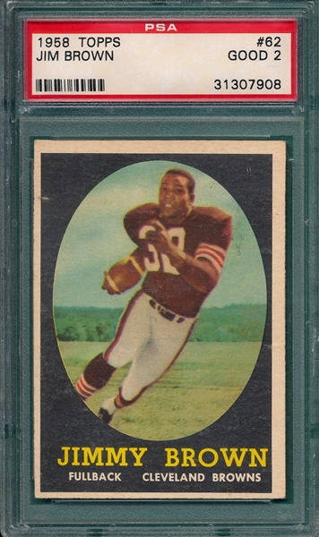 1958 Topps FB #62 Jimmy Brown PSA 2 *Rookie*