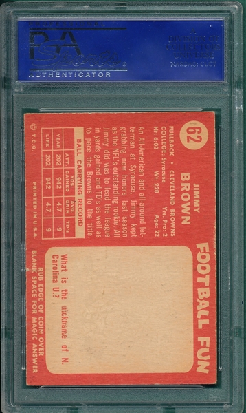 1958 Topps FB #62 Jimmy Brown PSA 2 *Rookie*