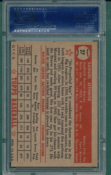 1952 Topps #27 Sam Jethroe PSA 7 (OC) *Red Back*