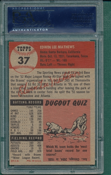 1953 Topps #037 Ed Mathews PSA 6