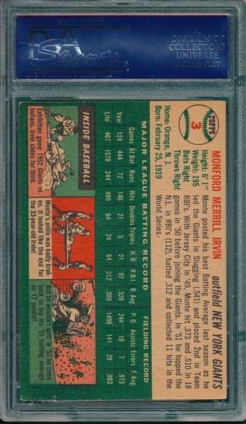 1954 Topps #3 Monte Irvin PSA 5