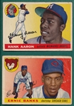 1955 Topps #28 Banks & #47 Aaron, Lot of (2)