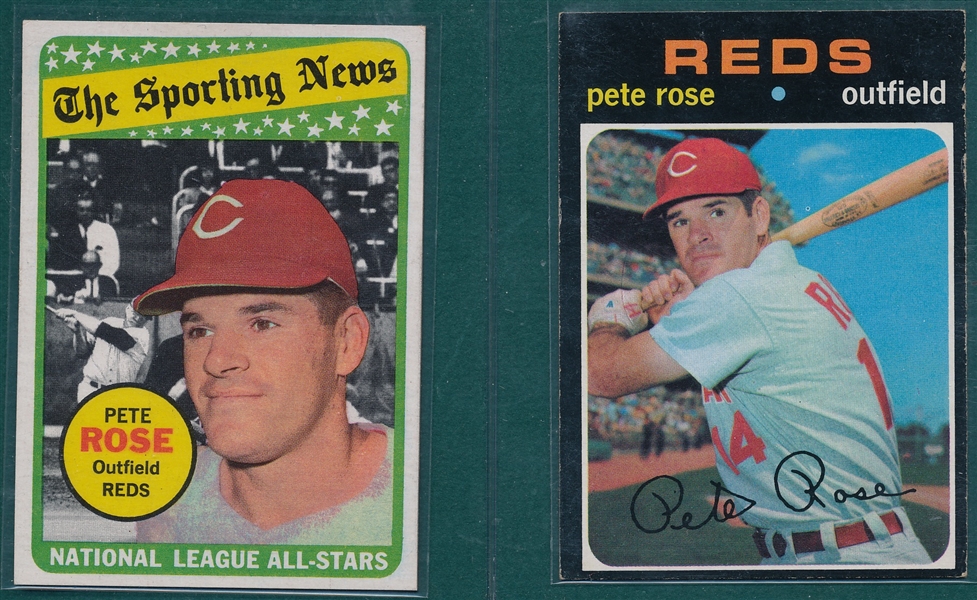 1969 Topps #424 Rose, AS & 1971 Topps #100, Lot of (2)