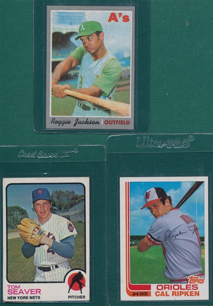 1970-82 Topps Jackson, Seaver & Ripken, Rookie, Lot of (3) Hall of Famers 