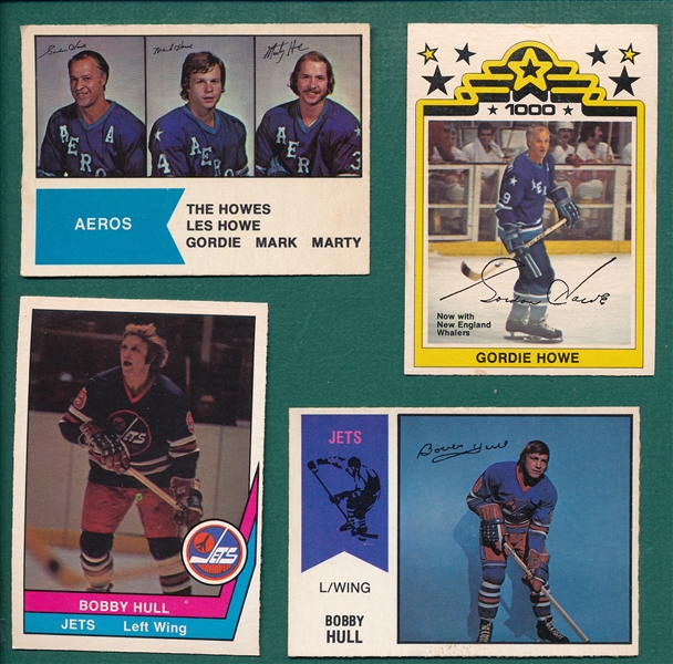 1974 & 77 O-Pee-Chee WHA Hockey Complete Sets, Lot of (2) W/ Hull & Howe