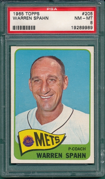 1965 Topps #205 Warren Spahn PSA 8