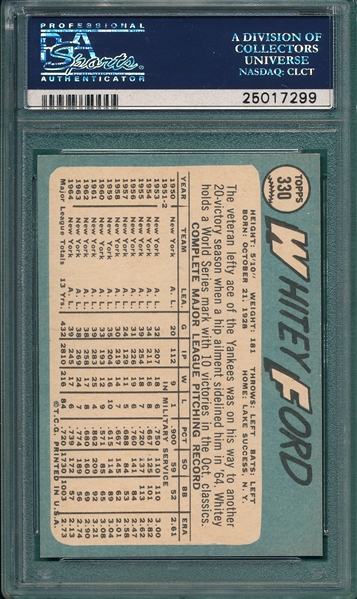 1965 Topps #330 Whitey Ford PSA 8