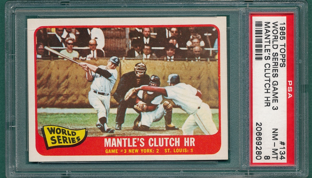 1965 Topps #134 WS Game #3 W/ Mantle PSA 8