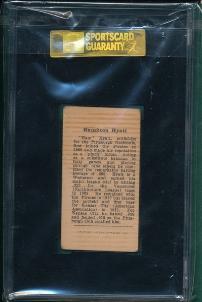 1912 T207 Hyatt Anonymous Back SGC 30