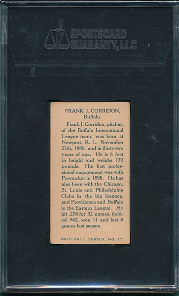 1912 C46 #17 Frank Corridon Imperial Tobacco SGC 60