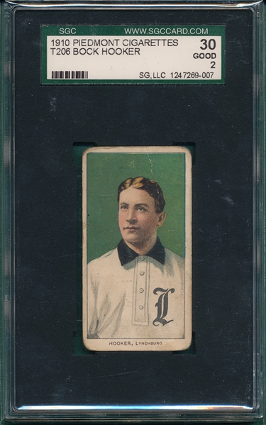 1909-1911 T206 Hooker Piedmont Cigarettes SGC 30 *Southern League*