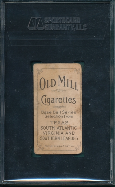 1909-1911 T206 Thebo Old Mill Cigarettes SGC 20 *Southern League*