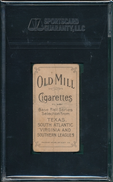 1909-1911 T206 Bastian Old Mill Cigarettes SGC 10 *Southern League*