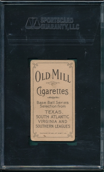 1909-1911 T206 Orth Old Mill Cigarettes SGC 35 *Southern League*